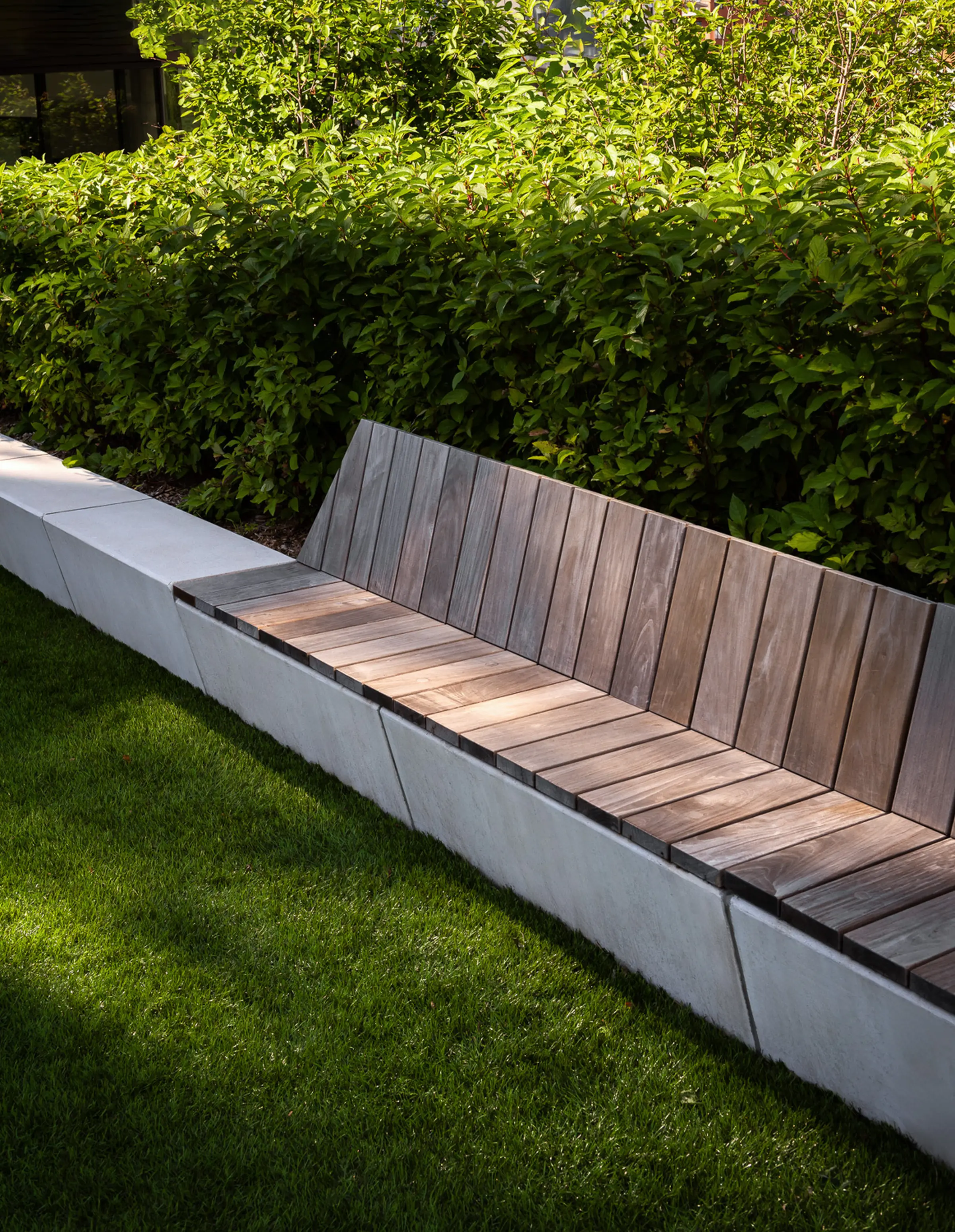 Détails d'un banc de bois