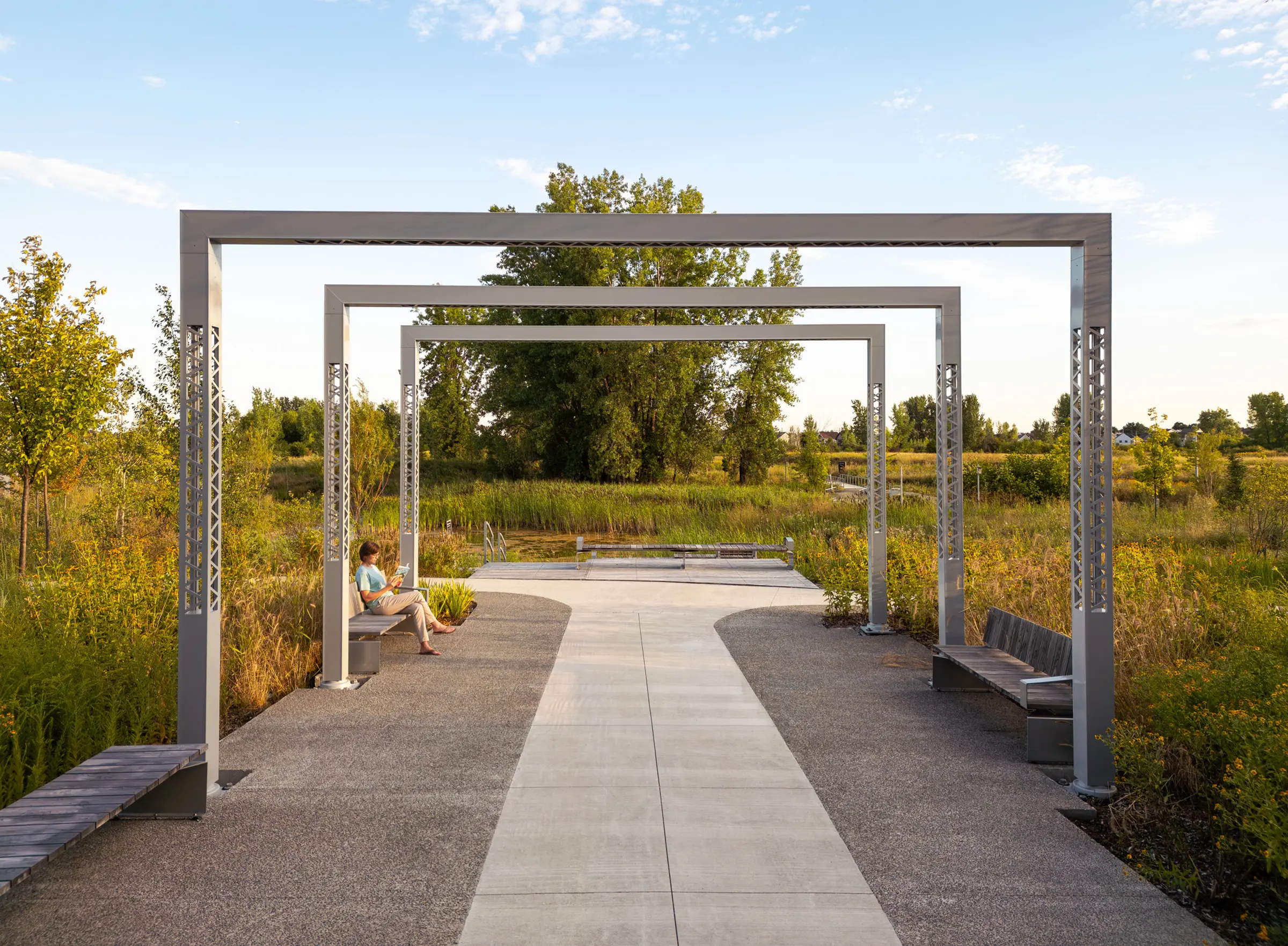 Framed view through arches
