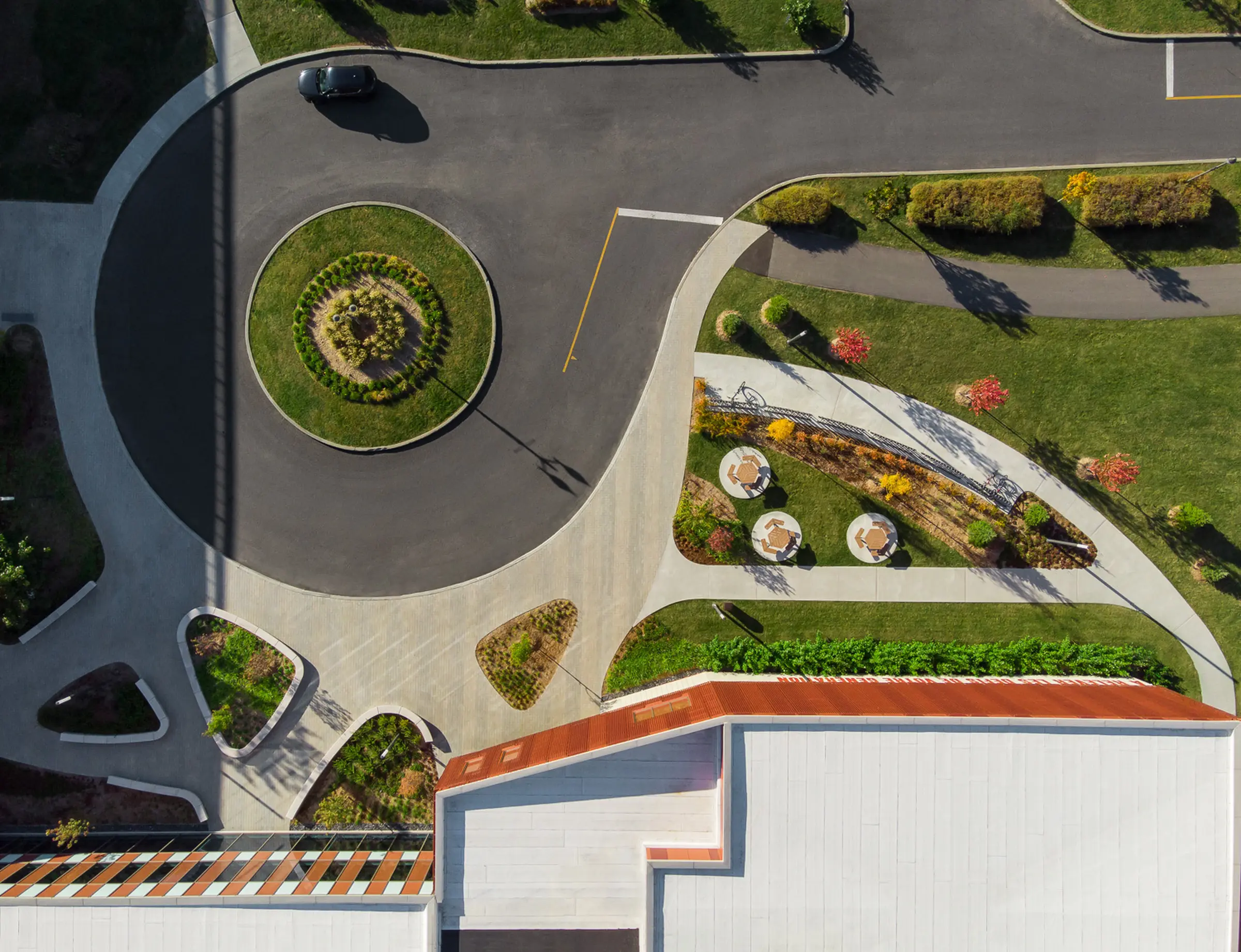 Aerial view of the drop-off area