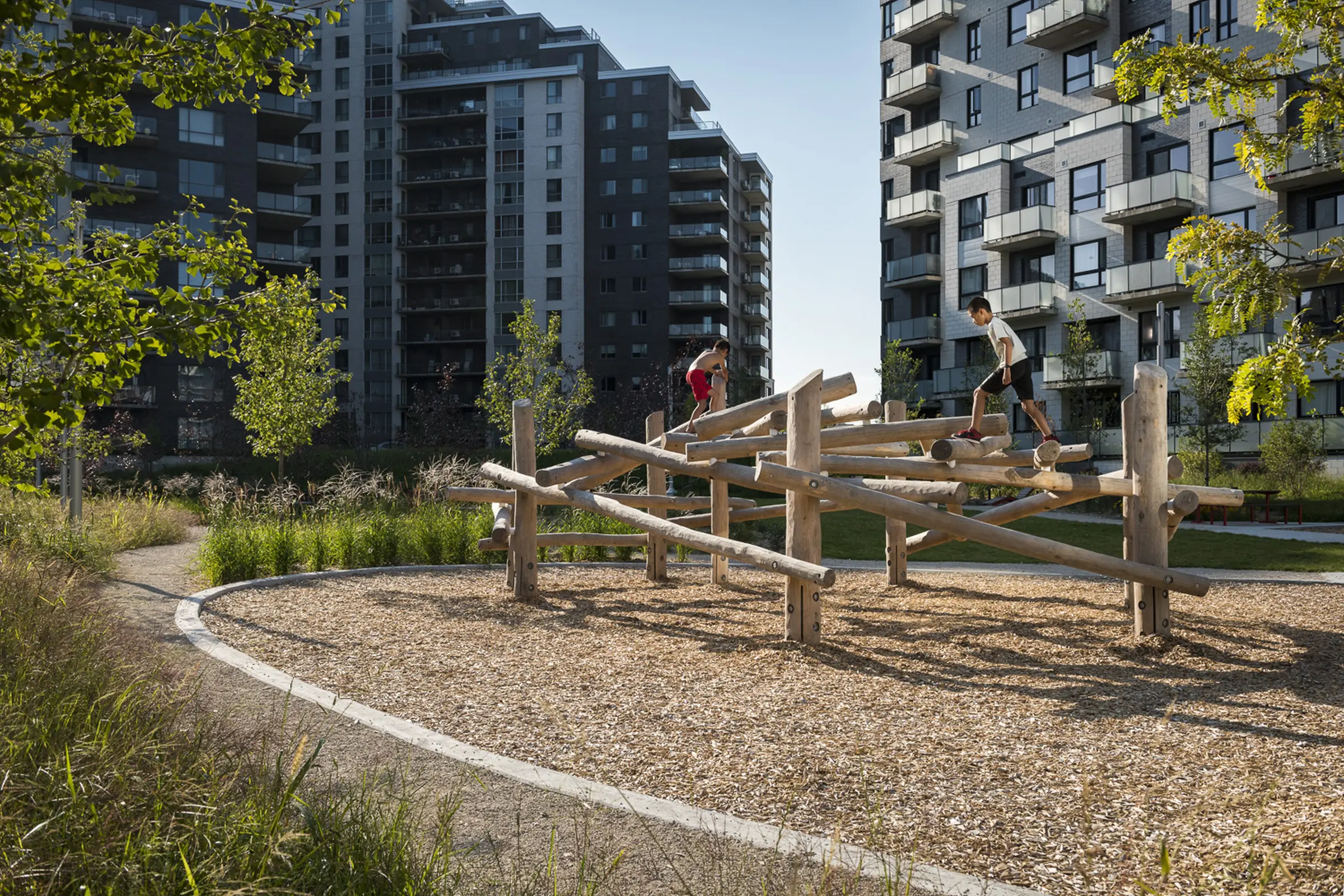 Wooden playground modules for kids