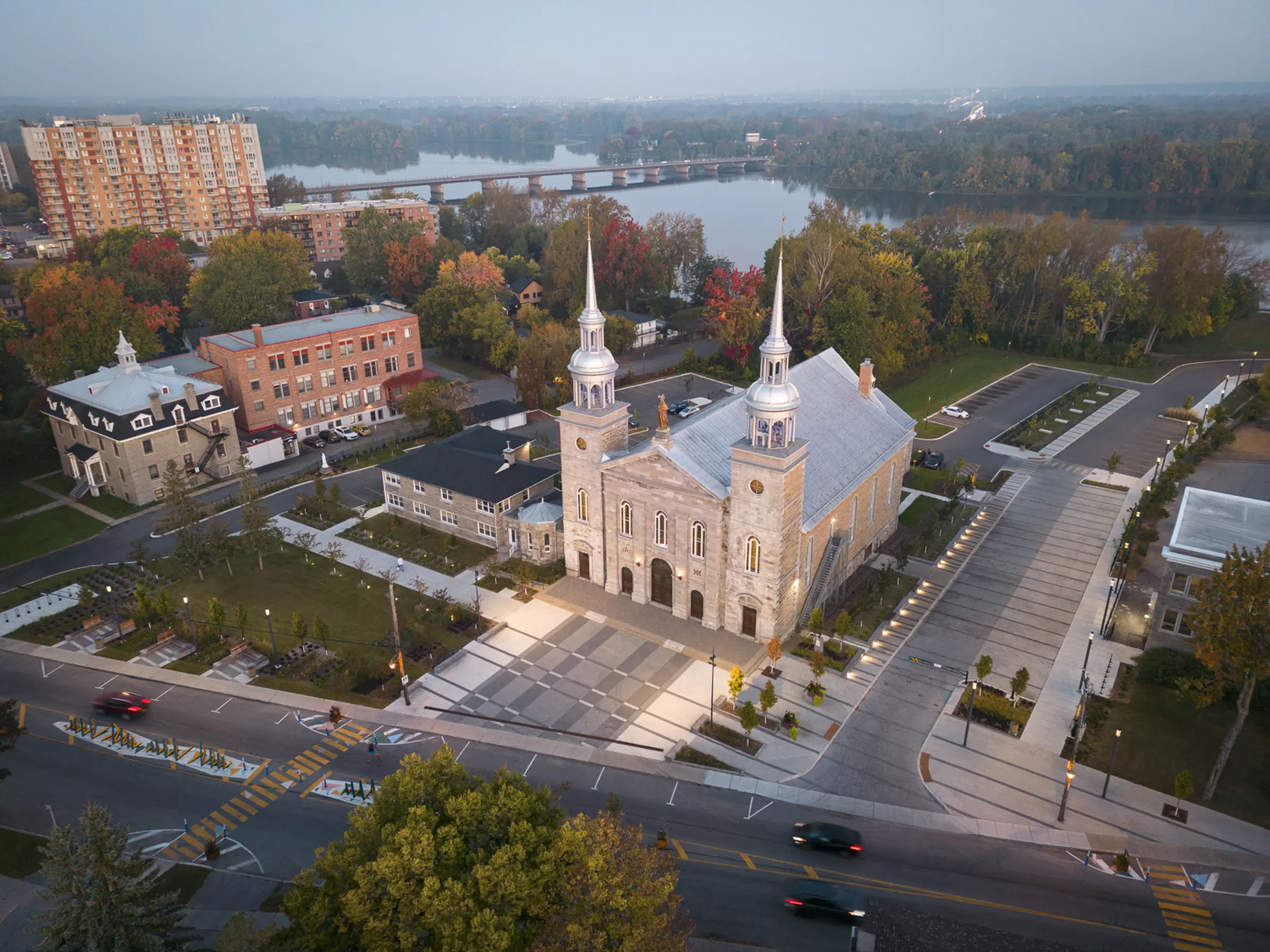 Aerial view of Sainte-Rose-de-Lima church - Berge des Baigneurs project in Laval
