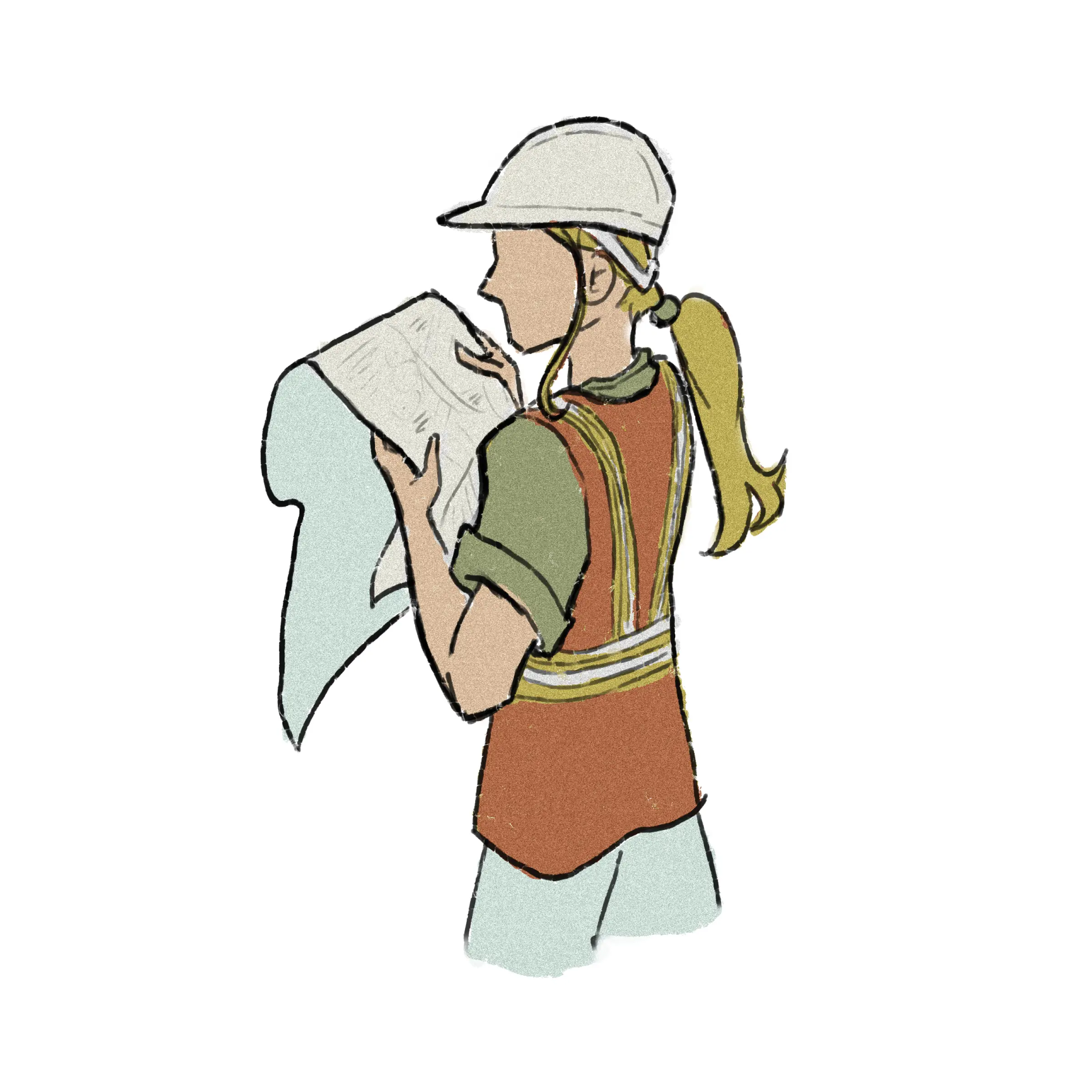 Illustration femme au chantier