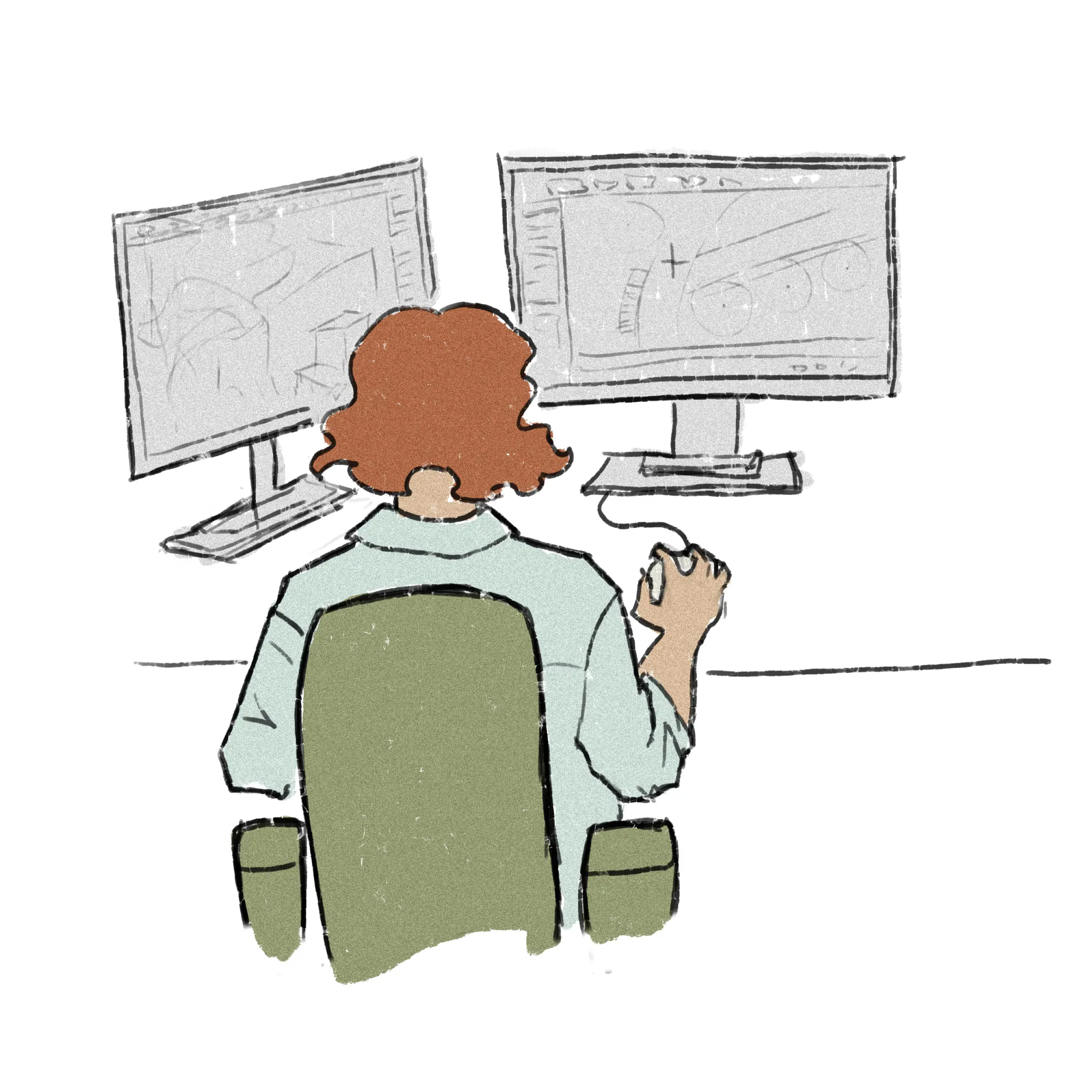 Illustration femme à l'ordinateur