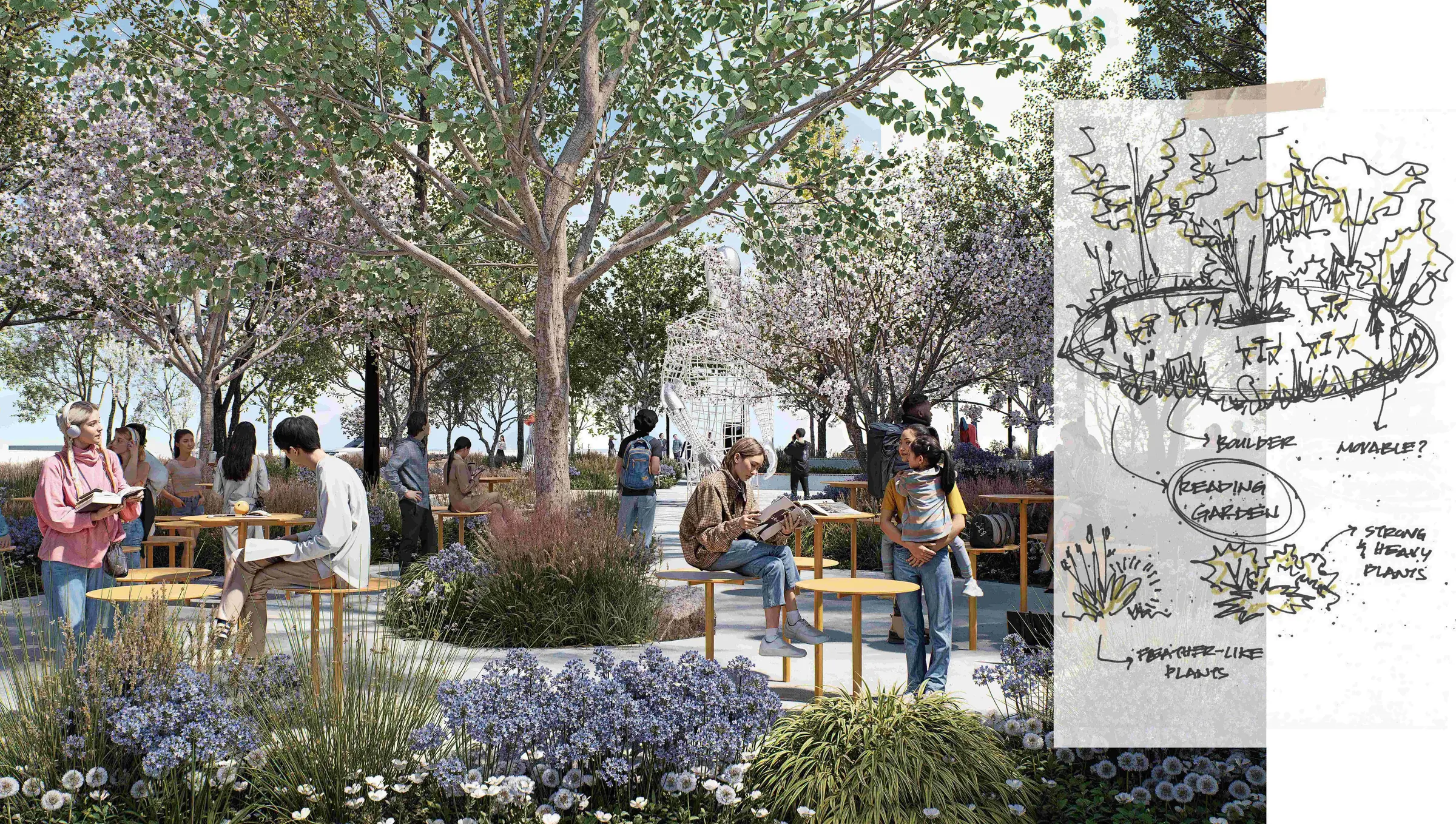 Jardin de lecture à la bibliothèque de Laval